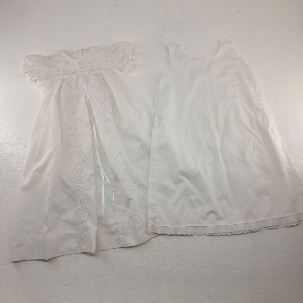 Vintage ALEXIS White Baptism Christening Long Gown Dress Lace USA‎ 6 Months
